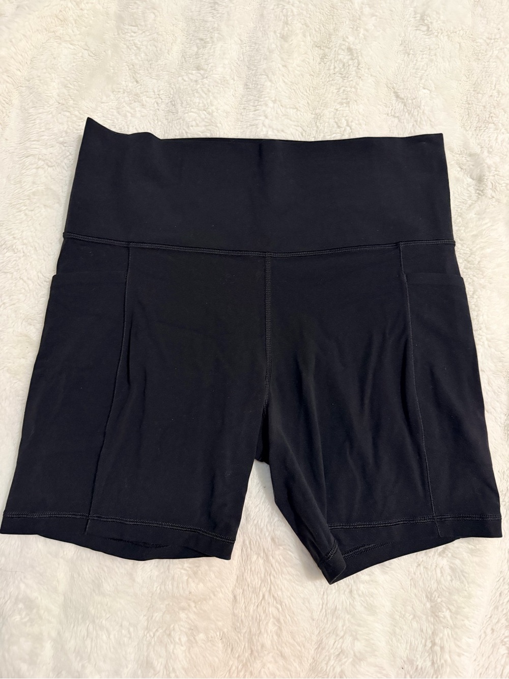 Athleta Black High-Waist Bike Shorts with Side Pockets